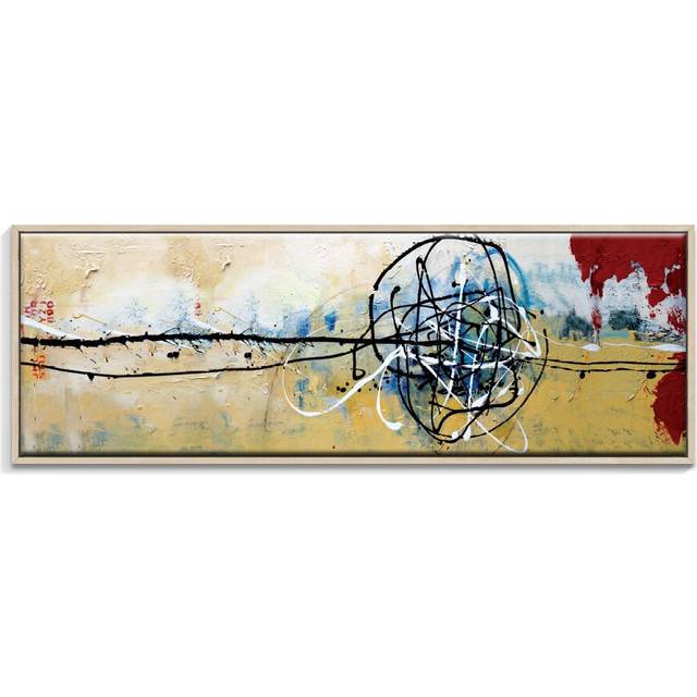 'Chemistry Art Boards' by Julie Ahmad Framed Art Print on Wrapped Canvas - Black;Red;Yellow (32.5cm H x 103.5cm W x 4.5cm D)