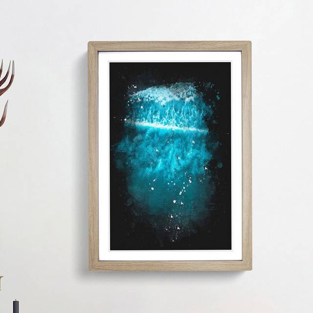 Ocean Surf - Picture Frame Graphic Art Print - Oak Framed (33cm H x 24cm W x 2cm D)