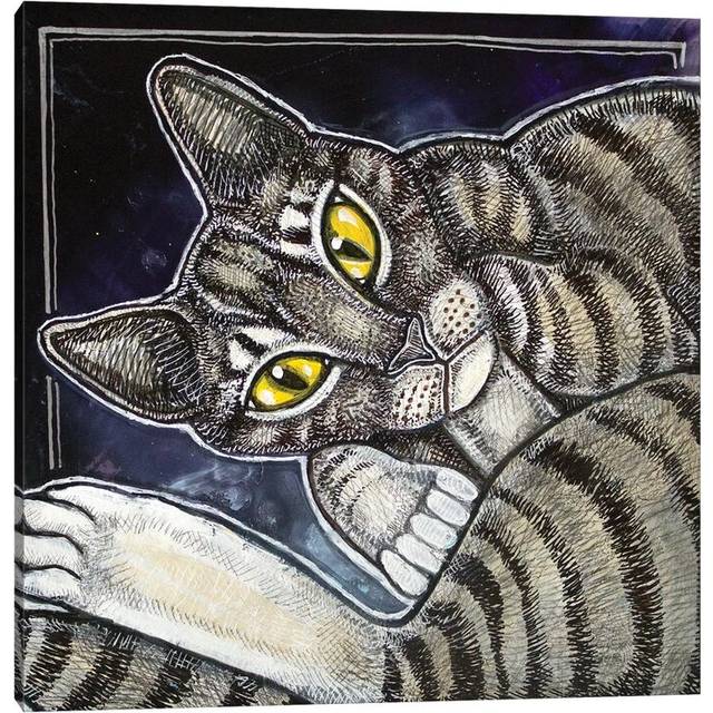 Cat Curl by Lynnette Shelley - Wrapped Canvas Painting (30.48 cm H x 30.48 cm W)