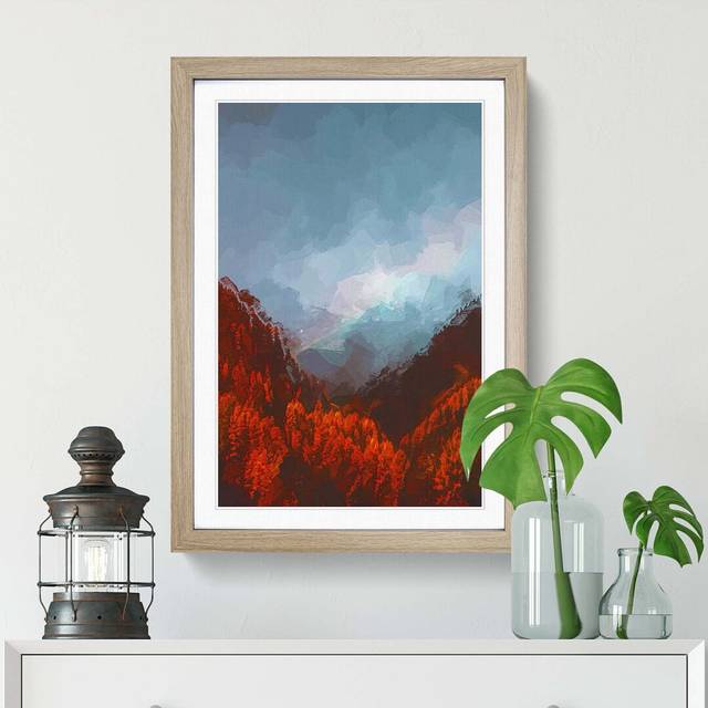 Rainbow Over the Mountains in Italy in Abstract - Picture Frame Graphic Art Print - Oak (76cm H x 50cm W x 2cm D)
