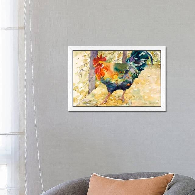 Colourful Rooster by Annelein Beukenkamp - Painting Print on Canvas - White Framed (66.04 cm H x 45.72 cm W)