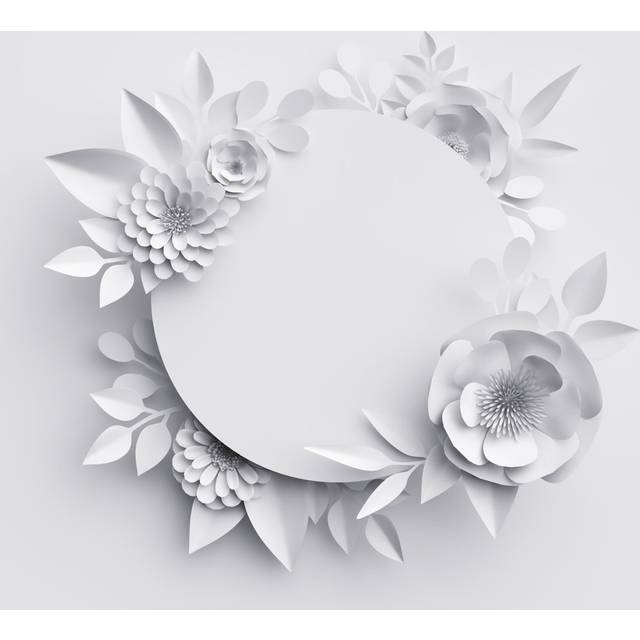 3D Render, Abstract White Paper Flowers - Wrapped Canvas Graphic Art (50.8cm H x 50.8cm W)