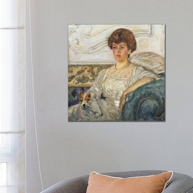 Woman on a Blue Sofa by Pierre Bonnard - Wrapped Canvas Painting (66.04cm H x 66.04cm W x 3.81cm D)