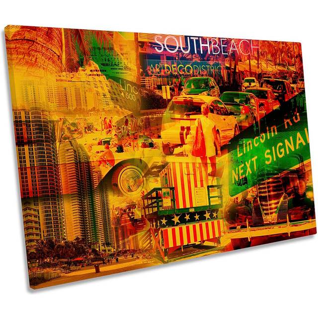 South Beach Miami - Wrapped Canvas Painting (40.6cm H x 61cm W x 2cm D)