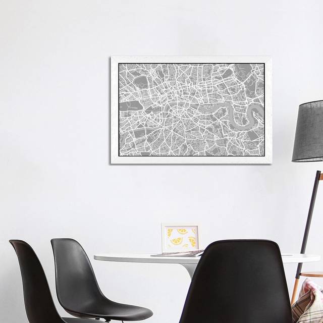 London Map V by Michael Tompsett - Graphic Art Print on Canvas - White Framed (66.04 cm H x 45.72 cm W)
