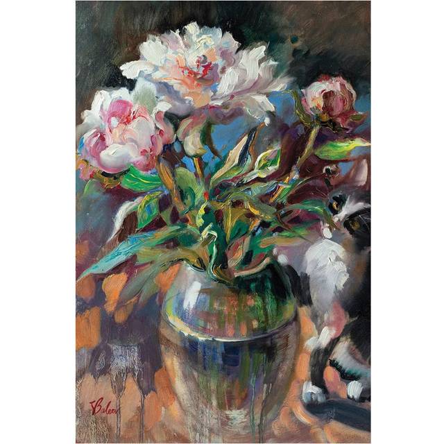 Bouquet of Pink Peonies by Katharina Valeeva - Wrapped Canvas Painting (20.32 cm H x 30.48 cm W)