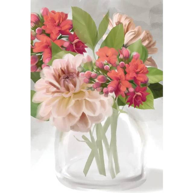 Dahlia Bouquet by House Fenway - Wrapped Canvas Graphic Art (30.48cm H x 20.32cm W x 1.905cm D)