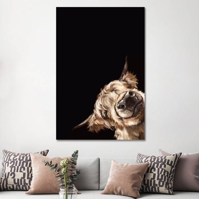 Sneaky Highland Cow in Black by Big Nose Work - Wrapped Canvas Graphic Art (152.5 cm H x 101.5 cm W)