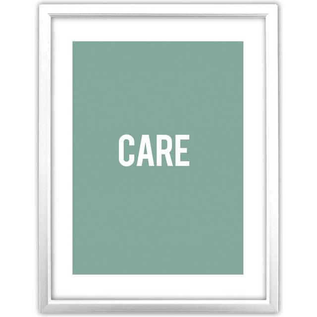 Plain and Simple &#39;Care&#39; Framed Typography - White (36cm H X 28cm W)