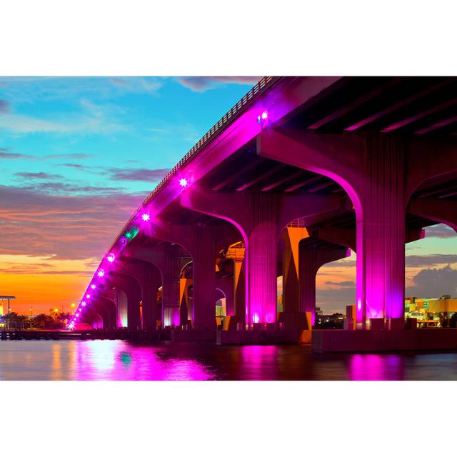Miami Florida at Sunset by Fotomak - Wrapped Canvas Photograph (30cm H x 46cm W)
