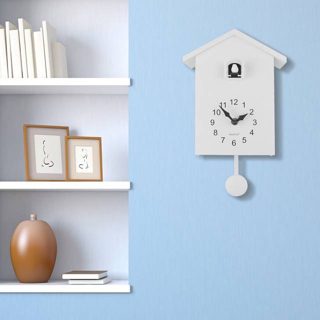 Meyers Minimalistic Cuckoo Wall Clock - White (50.8cm W X 63.5cm H X 25.4cm D)