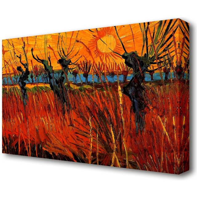 'Willows at Sunset' by Vincent Van Gogh Oil Painting Print on Wrapped Canvas (81.3 cm H x 121.9 cm W)