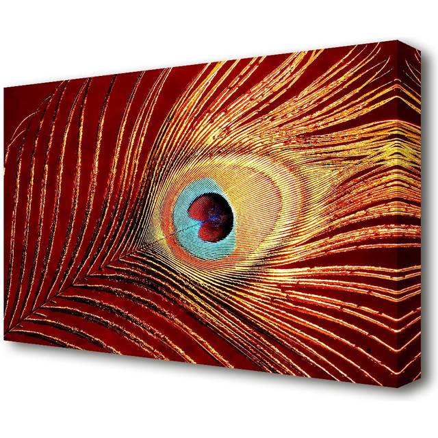 Peacock FeaTher 06 - Wrapped Canvas Photographic Print (66 cm H x 101.6 cm W)