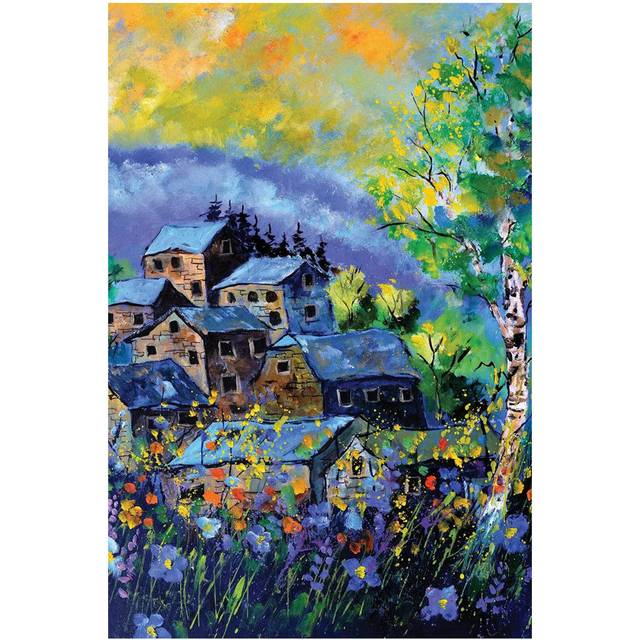 A Few Old Houses in Summer by Pol Ledent - Wrapped Canvas Painting (20.32 cm H x 30.48 cm W)