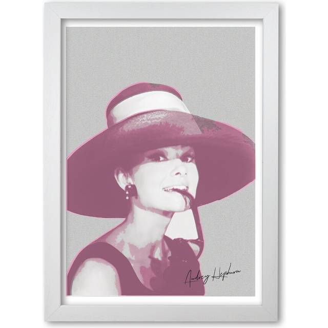 Audrey Hepburn Vintage - Picture Frame Graphic Art Print on Paper - White Grain Frame (30 cm H x 21 cm W x 5 cm D)