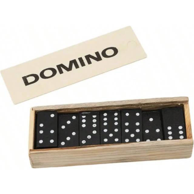 SHEIN 1/2set Â28pcs Board Game, Fun Desktop Game Dominoes Toy Outdoor Camping Travel Game, Wooden Box Black Dominoes Wooden Table Game