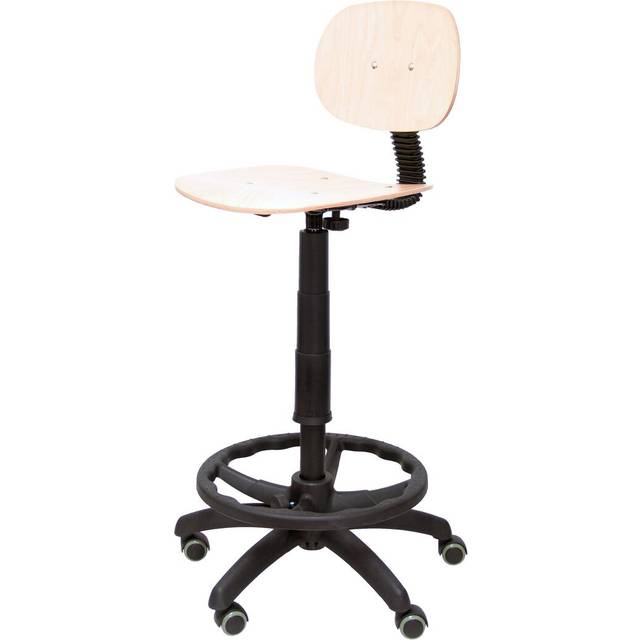 Wooden Height Adjustable Swivel Bar Stool - Beech (52cm W X 44cm D)