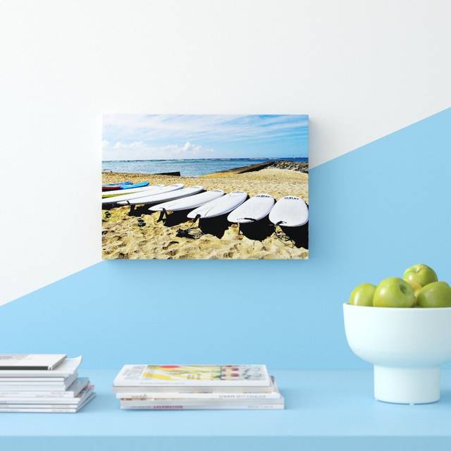 Surfboard Pick Beach - Wrapped Canvas Photographic Print (35.6 cm H x 50.8 cm W)