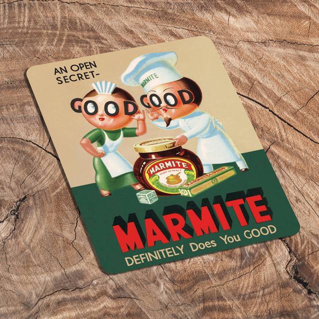 Marmite Definitely Does Good An Open Secret Metal Sign (40cm H x 28cm W)
