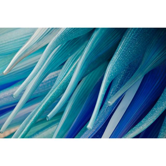 Blue Glass Textured Shape - Wrapped Canvas Photograph (51cm H x 76cm W x 3.8cm D)