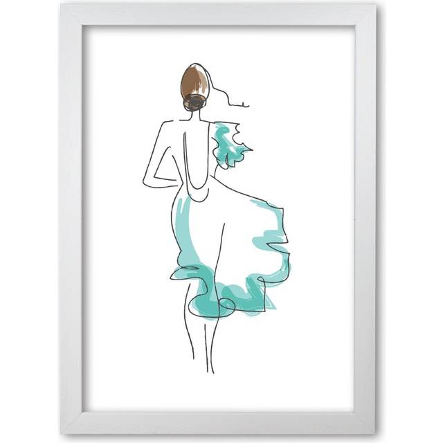 'Fashion Line Drawing' Graphic Art - White Grain Frame (30 cm H x 21 cm W x 5 cm D)