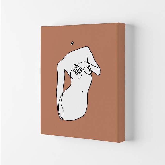 Covering Breasts with One Hand - Graphic Art Print on Paper - Wrapped Canvas (59.4cm H x 42cm W x 4cm D)