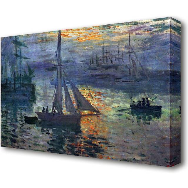 'Sunrise at Sea 1' by Claude Monet Painting Print on Canvas (35.6 cm H x 50.8 cm W)