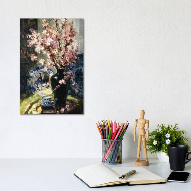 Apple Blossoms and Blue and White Porcelain on a Table by Frans Mortelmans - Wrapped Canvas Art Prints (30.5cm H x 20.3cm W x 1.91cm D)
