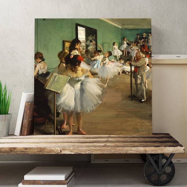 'The Dance Class' by Edgar Degas Painting Print on Canvas (35cm H x 35cm W)