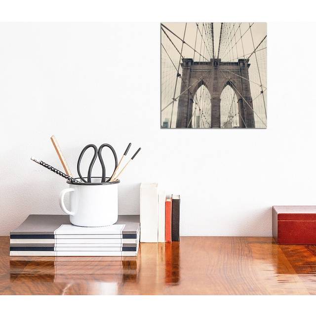 Brooklyn Bridge by Caroline Mint - Photograph Print on Canvas - Wrapped Canvas (30.48 cm H x 30.48 cm W)