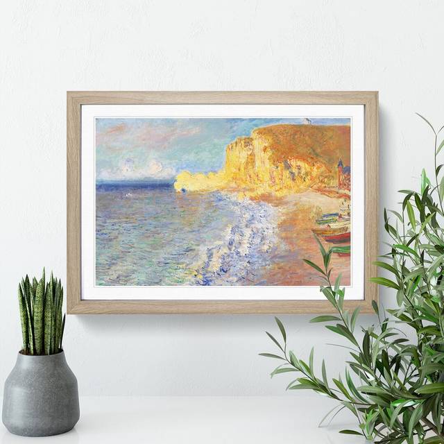 Morning in Etretat by Claude Monet - Picture Frame Painting - Oak (27cm H x 36cm W x 2cm D)