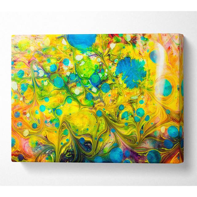 Peacock Paint Dabs - Wrapped Canvas Painting (66cm H x 106.6cm W)