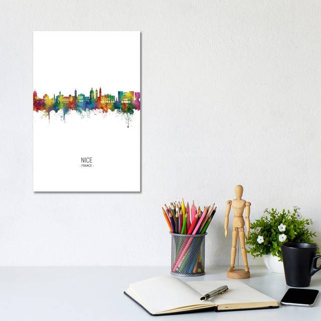 Nice France Skyline Portrait by Michael Tompsett - Wrapped Canvas Art Prints (20.32cm W x 30.48cm H x 1.91cm D)