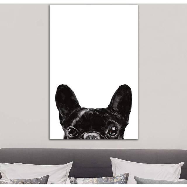 Peeking Bulldog by Big Nose Work - Wrapped Canvas Graphic Art Print (101.6 cm H x 66.04 cm W x 3.175 cm D)