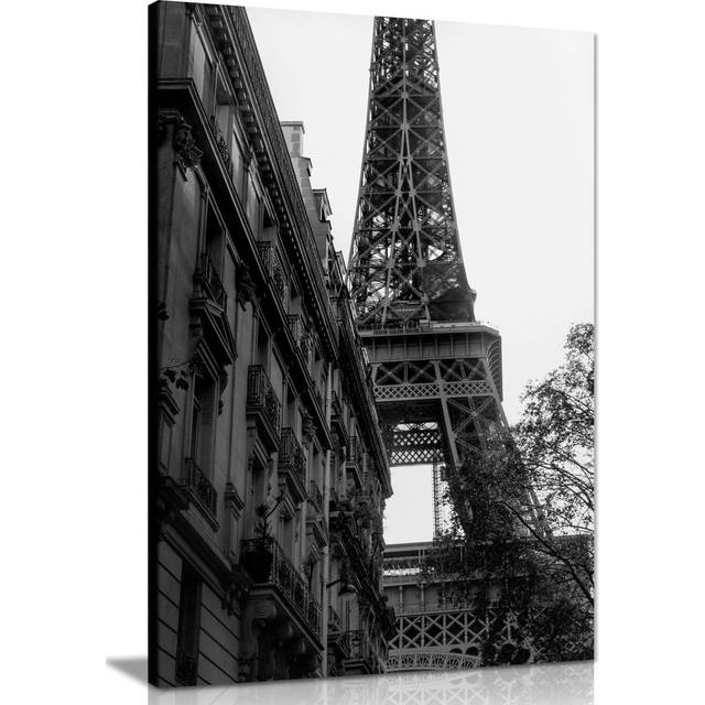 Panther Print Fine Art Prints Black & White Iconic Eiffel Tower Sight Artistic Framed Canvas Print, Pictures For Home Walls, Bedroom, Living Room & Ba (46cm H x 31cm W)