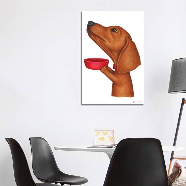 Dachshund Fill the Bowl Please by Danny Gordon - Wrapped Canvas Graphic Art (101.6cm H X 66.04cm W)