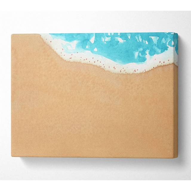 Sand And Sea Meet Canvas Watercolour - Multicolour;Light Blue;Light Brown (50.8cm H x 81.3cm W x 10cm D)