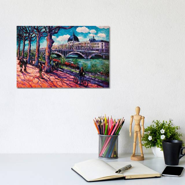 Spring on the Banks of the Rhône Lyon France by Mona Edulesco - Wrapped Canvas Painting (20.32cm H x 30.48cm W x 1.91cm D)