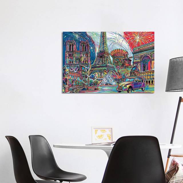 Paris Pop Art by P.D. Moreno - Graphic Art Print on Canvas - Wrapped Canvas (101.6 cm H x 66.04 cm W x 1.91 cm D)