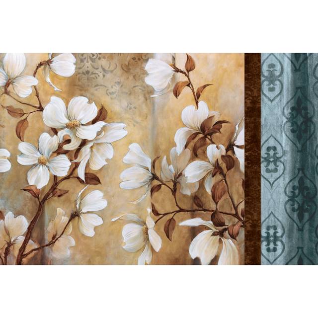 Big Neutral Flowers with Stripe - Wrapped Canvas Art Prints (20cm H x 30cm W x 3.8cm D)