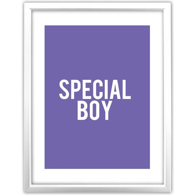 Plain and Simple &#39;Special Boy&#39; Framed Typography - White (36cm H X 28cm W)