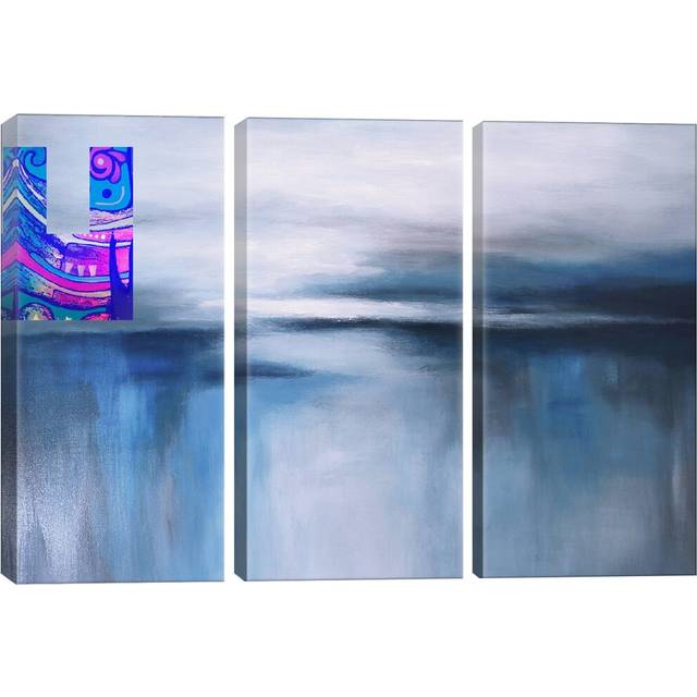 &#39;Abstract Seascape XXIV&#39; Painting Multi-Piece Image on Wapped Canvas (101.6cm H x 152.4cm W x 1.91cm D)