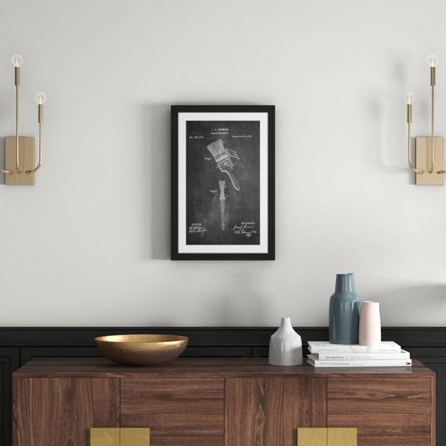 'Paint Brush 1873 Chalk' by Steve King Framed Graphic Art (61cm H x 41cm W x 3.81cm D)