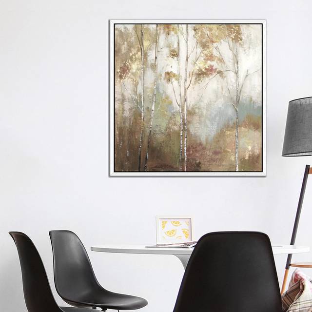 Fine Birch II by Allison Pearce - Painting Print on Canvas - White Framed (93.98 cm H x 93.98 cm W)