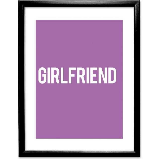 Plain and Simple &#39;Girlfriend&#39; Framed Typography - Black (36cm H X 28cm W)
