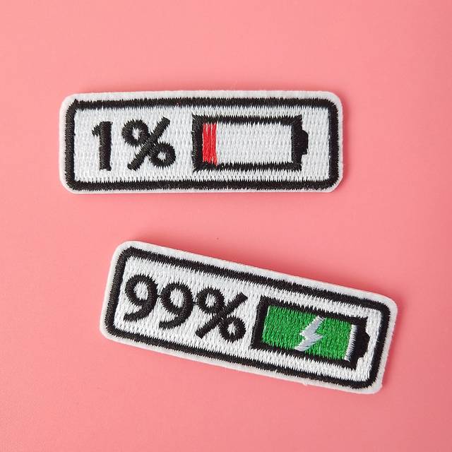 SHEIN 2pcs Battery Design Iron-on Patch