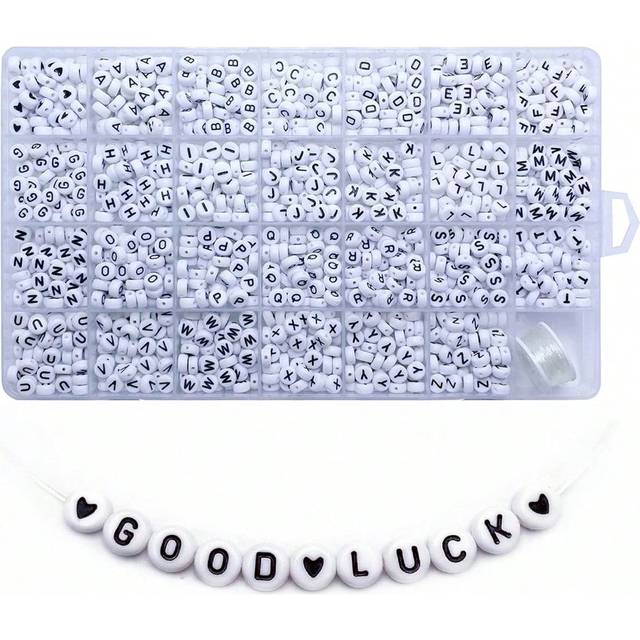 SHEIN 28 Style 1400 Pcs 4x7mm Acrylic A-Z Letter Beads Heart Beads And Crystal Line Kit For Jewelry Making DIY Bracelets Necklaces Key Phone Chains Handmade
