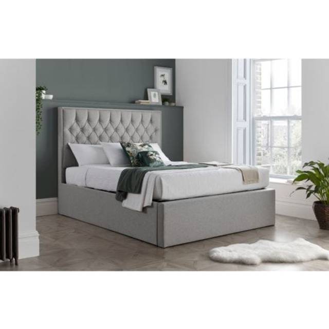Wilson Grey Fabric Ottoman Storage Bed Kingsize, Grey