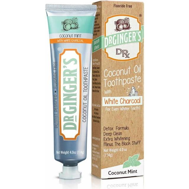 Dr. Ginger&#39;s Coconut Oil Toothpaste with White Charcoal Coconut Mint 4 oz