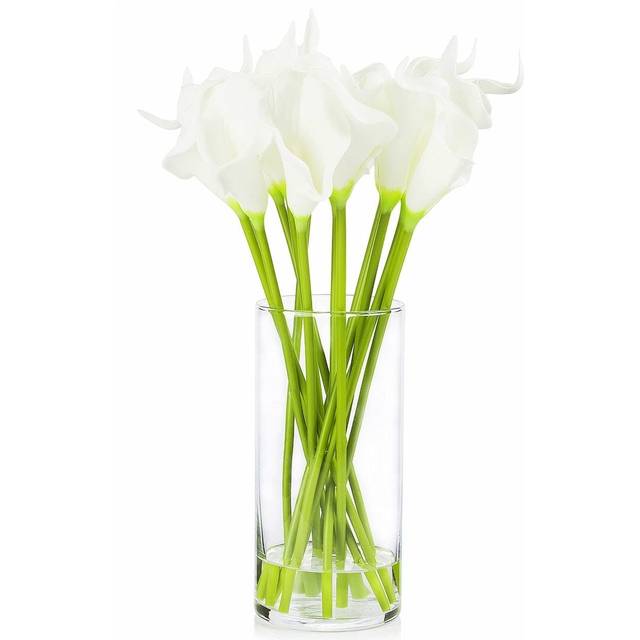 ENOVA Home Artificial Real Touch Calla Lily Flower Arrangement in Clea